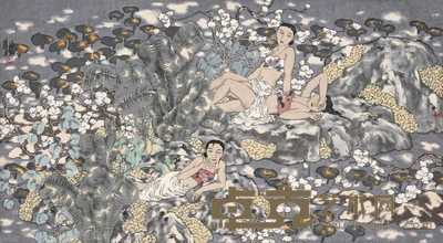 李晓柱  纳凉图 镜心 53×97cm